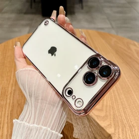 For iPhone 11 12 13 14 15 16 17 Pro Max PC Frameless Case Glossy Lens Protector