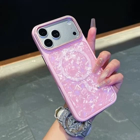 For iPhone 17 Pro Max 16 15 14 13 Cute Glossy Magnetic Case with Pearl Pattern