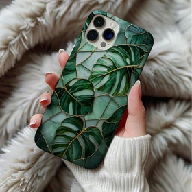 Stained Monstera Leafs Phone Case Art Deco Green Tough Case For Iphone