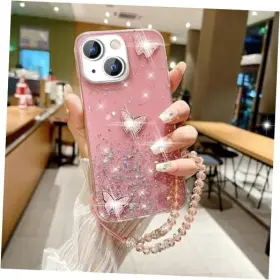 DJ15PLUS AUROICCY Iphone Bling Cute Butterfly Glitter Pink