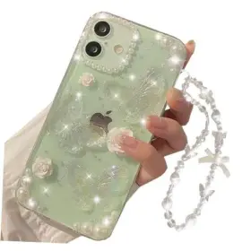 SA12C CHANGJIA Glitter Cute Butterfly Flowers Pearl Bling