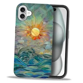GEFRPW-6 DAIZAG Iphone Sun Rays Ocean Waves Stained Glass
