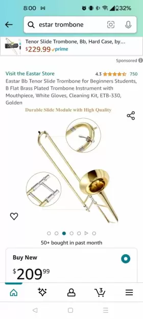 ETB-330 EASTAR Tenor Trombone Flat Slide Set School Student #2