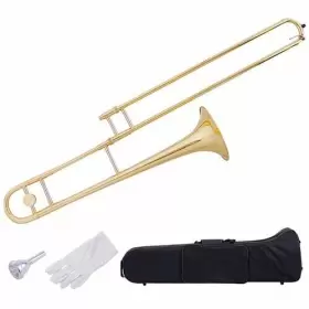 M024A18581 GOPLUS Flat Trombone Golden Mouthpiece