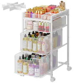 B0DX71W2XK JKSMART Rolling Makeup Organizer Drawers Cosmetics B0DX71W2XK JKSMART Rolling Makeup Organizer Drawers Cosmetics