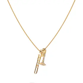 KJUNPA3FM-1 SPINNINGDAISY Crystal Trombone Musical Necklace