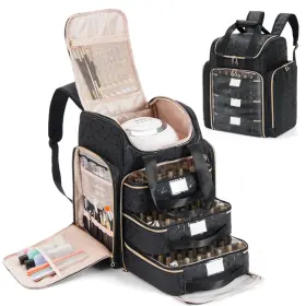 B0F5PTWLJS UROSS Nail Polish Organizer Bag Bottles Lamp