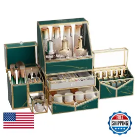 B09ZKV9FJR YOUDEPOT Makeup Organizer Glass Cosmetic Storage