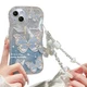 with iPhone 13 Case for /Girls, Cute Butterfly Glitter Bling with Bracelets A...