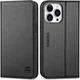 SHIELDON Case for iPhone 14 Pro Max 5G 6.7", Genuine Leather Wallet Black 