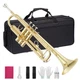 Ktaxon Bb Standard Trumpet Brass Gold Lacquered 7C Mouthpiece Case Gloves Set
