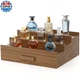 Hrbjunuo Solid Walnut Cologne Organizer For Men 3 Tier Cologne Stand Wooden