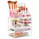 Sorbus Large Clear Makeup Organizer - Detachable 3-Piece Jewelry Make Up