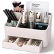 Kingfom Leather Makeup Organizer Drawer Cosmetic Storage For Dresser Countertop