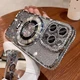 For iPhone 17 16 Pro Max 15 14 13 12 11 Glitter Bling Diamond Mag Safe Ring Case