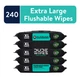 DUDE Wipes Flushable Wipes, XL Wet Wipes for At Home Use, Mint Chill, 240 Count