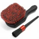 TAKAVU Wheel Tire Brush - Soft Bristle with Short Handle, Red - 