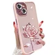 Changjia for iPhone 15 Fairy Rose Clear Case, Cute Flower Floral with Pink