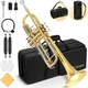 CAHAYA Bb Trumpet Instrument Trompeta: Brass Student with Hard Gold 