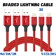3X Braided USB Charger Phone Cable Data Cord For iPhone 14 13 12 Pro Max XR iPad