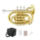 Pocket Trumpet Bb Mini Brass Gold Lacquer 7C Mouthpiece Case WUQIMUSC Instrument