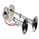 Pactrade Marine Boat Stainless Steel Electric Dual Trumpet Horn Complete Set