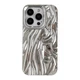 for iPhone 15 Case,Pleated Water Ripple Chrome Wave Pattern Soft Case (Silver)