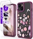 DagoRoo for iphone-15 Case+Tempered Golden Shield Flower Series-Purple/Floral