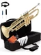Trumpet Bb Standard Brass Beginner Set Hard Case 7C Mouthpiece Gold Mendini
