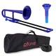 OB pInstrument pBone mini Plastic Trombone, Comfortable Ergonomic Grip,  Blue
