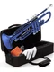 Trumpet Bb Standard Brass Beginner Set Hard Case Accessories Blue MTT BL Mendini