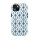 Blue Diamond Pattern Tough Phone Case, Graphic Geometric Tough Case For Iphone