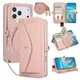 For iPhone 17 Pro Max 16 15 14 13 12 11 Phone Cover Zipper Leather Wallet Mirror