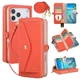For iPhone 17 Pro Max 16 15 14 13 12 11 Phone Cover Zipper Leather Wallet Mirror