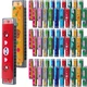 Restroma 100 Pcs Kids Cartoon Harmonica Bulk 16 Holes Plastic Harmonica Toys