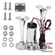12V 130dB Dual Trumpet Air Horn Kit with Compressor - Loud Dual Electric Sliver