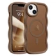 For iPhone 17Pro Max 15 14 13 Magnetic Curly Wave Frame Hard Matte Back TPU Case
