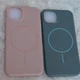 Magnetic Silicone Back Case for Apple iPhone 13/14 Pink Green Set 2